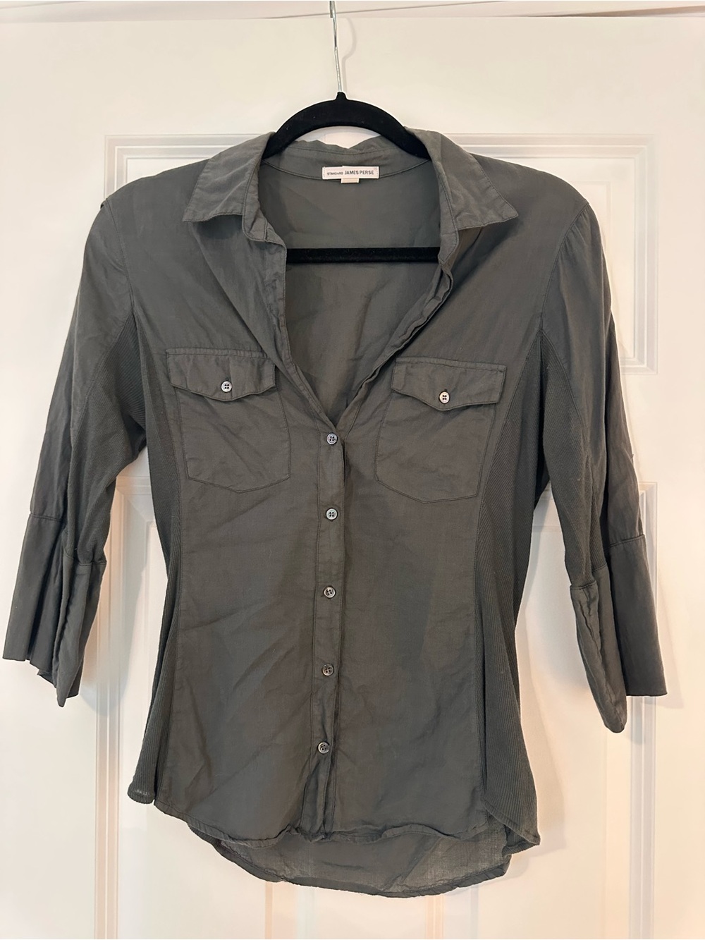James Perse Women's Slate Gray Button-Down Shirt